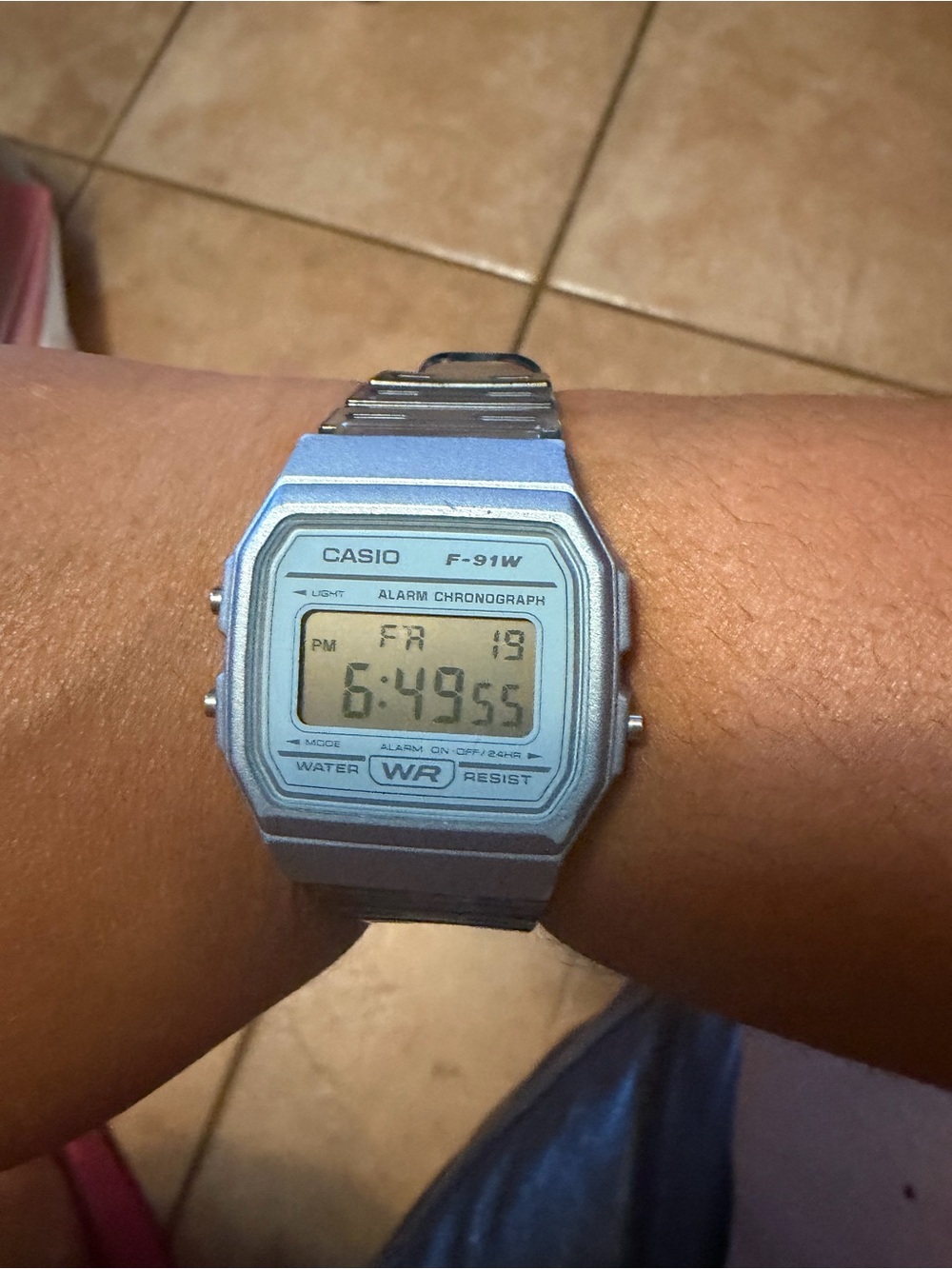 Casio F-91W Light Blue and Silver Digital Watch